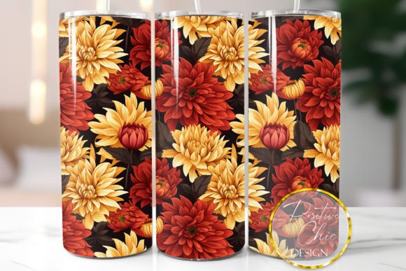 Fall Floral Tumbler Wrap: Graphics & Illustrations for Seasonal Branding