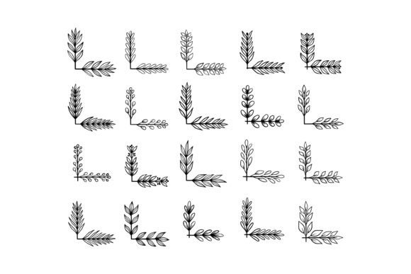 Floral Corner Ornament: Botanical Graphics & Illustrations