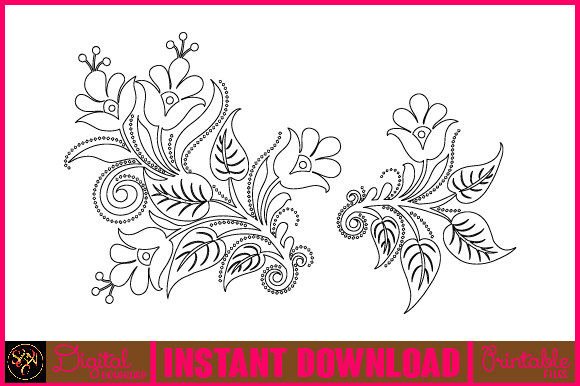 Floral Line Art Flower SVG Elements-2: Graphics & Illustrations