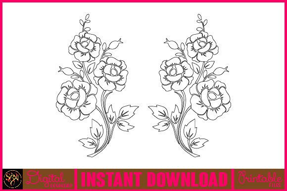Floral Line Art Flower SVG Elements-24: Graphics & Illustrations