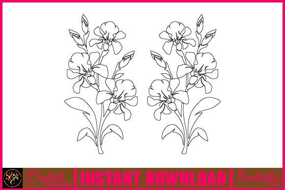 Floral Line Art Flower SVG Elements-27: Graphics & Illustrations