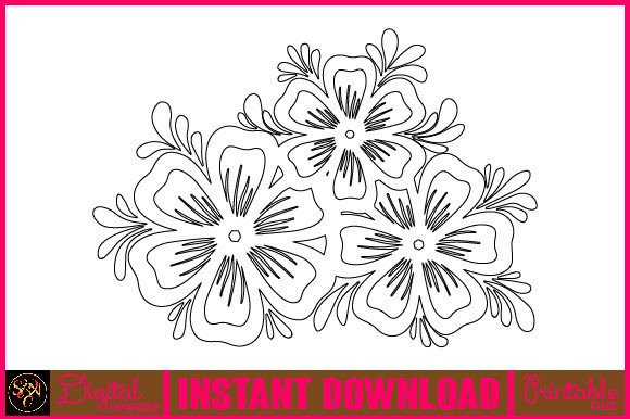 Floral Line Art Flower SVG Elements 30
