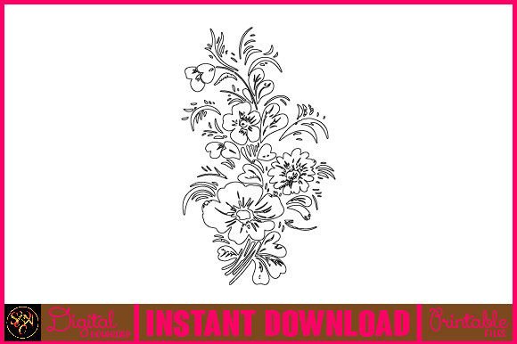 Floral Line Art Flower SVG Elements 44: Graphics & Illustrations