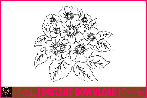 Floral Line Art Flower SVG Elements-5: Graphics & Illustrations