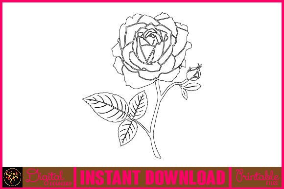 Floral Line Art Flower SVG Elements 55: Graphics & Illustrations