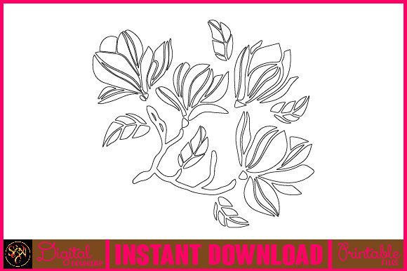 Floral Line Art Flower SVG Elements 59: Graphics & Illustrations
