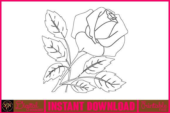 Floral Line Art Flower SVG Elements 65: Graphics & Illustrations