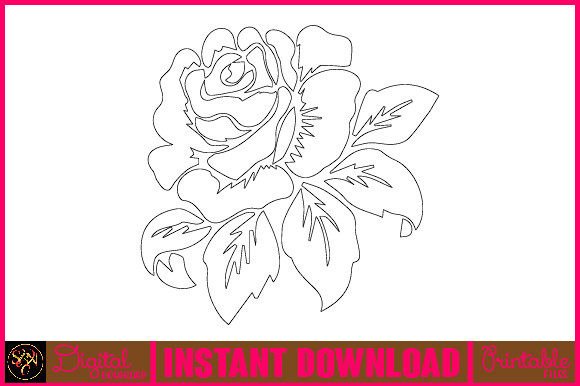 Floral Line Art Flower SVG Elements 70: Graphics & Illustrations