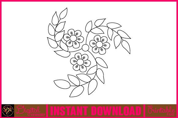 Floral Line Art Flower SVG Elements 78: Graphics Freebies for Sellers