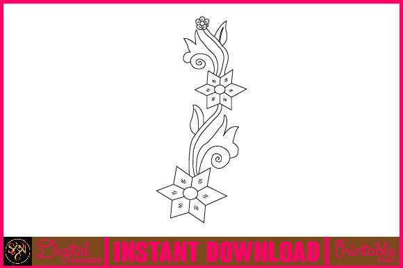 Floral Line Art Flower SVG Elements 79: Graphics & Illustrations