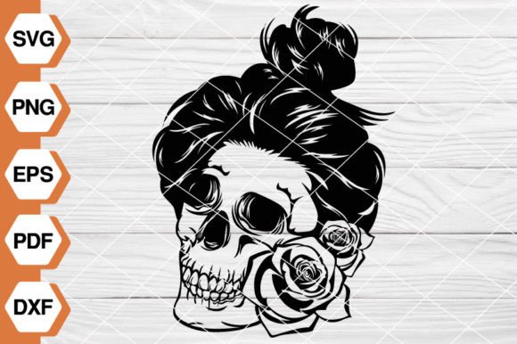 Floral Woman Skull SVG- EP105: Graphics & Illustrations for Sellers