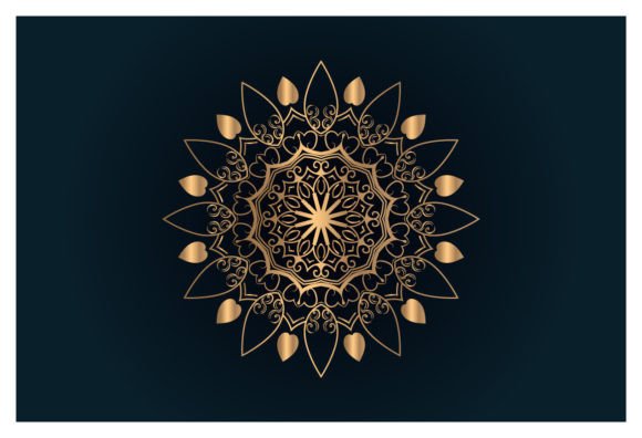 Golden Floral Star Colorful Mandala Graphics & Illustrations