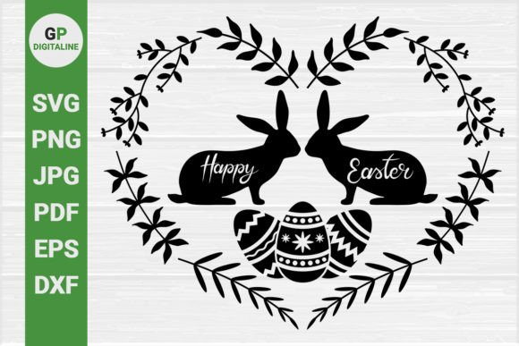 Happy Easter Floral Frame SVG Graphics & Illustrations