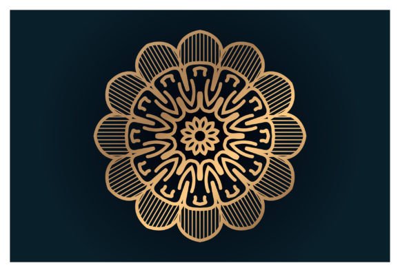 Modern Golden Luxury Circular Floral Graphics & Illustrations