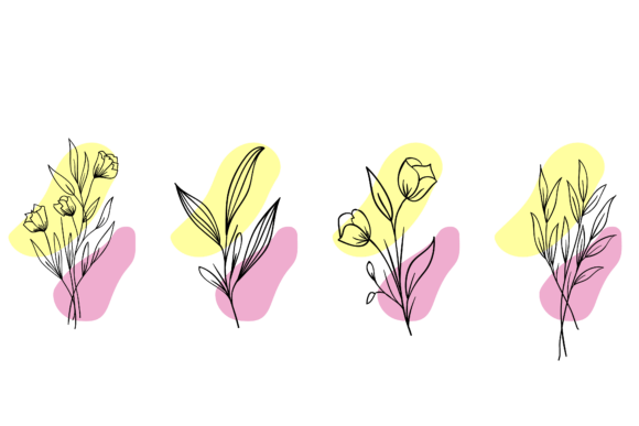 Set Floral Nature Flower Design