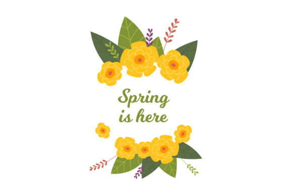 Spring Greeting Card with Yellow Floral: Graphics & Illustrations