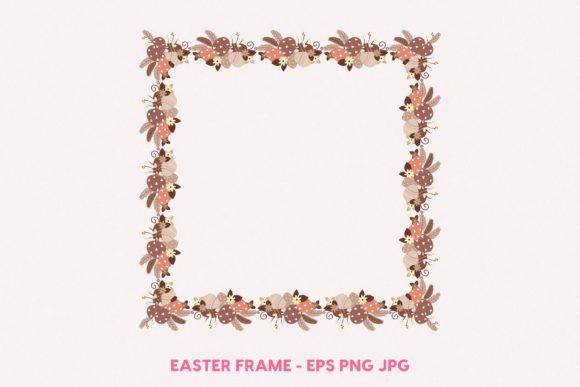 Square Floral Easter Frame SVG: Graphics & Illustrations