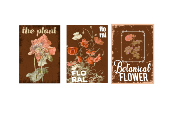 Vintage Floral Design Poster Set: Graphics & Illustrations for Authentic Branding