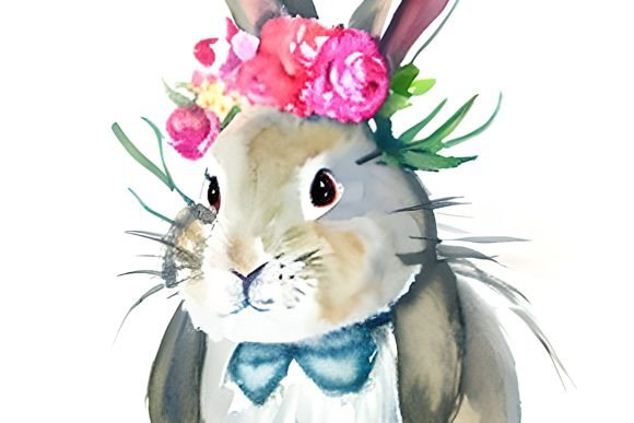 Watercolor Floral Bunny 3: Editorial Graphics & Illustrations